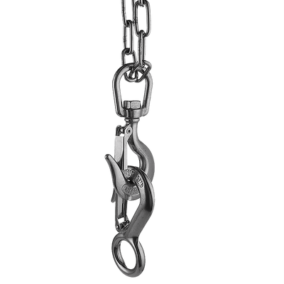 304 Stainless Steel Swivel Lift Clevis Chain Crane Hook with Safety Lock 650kg