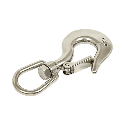 304 Stainless Steel Swivel Lift Clevis Chain Crane Hook with Safety Lock 650kg