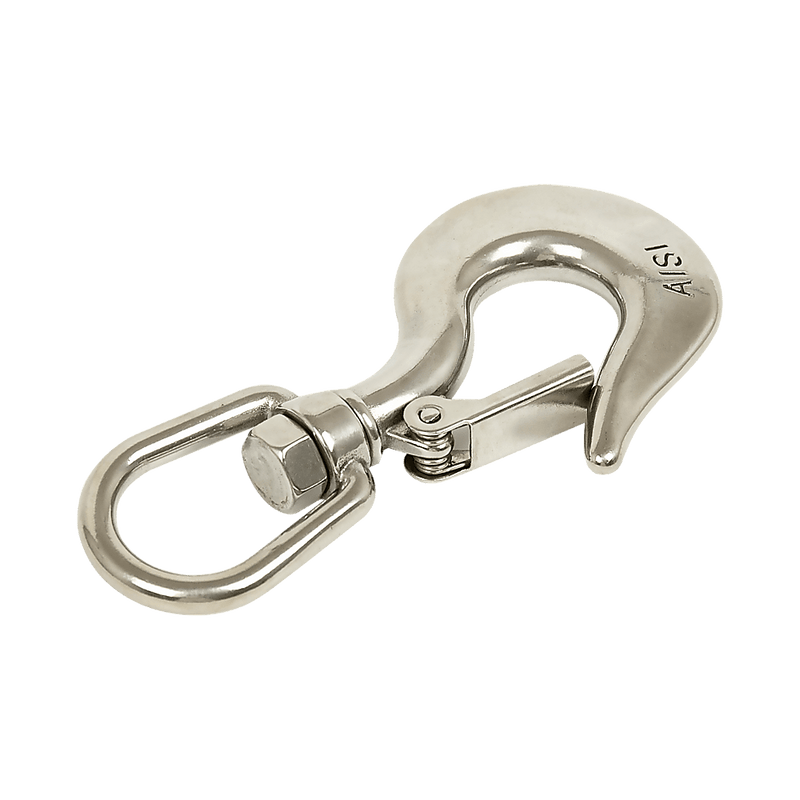 304 Stainless Steel Swivel Lift Clevis Chain Crane Hook with Safety Lock 650kg