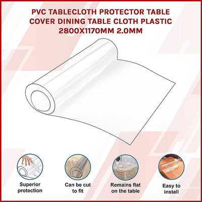PVC Tablecloth Protector Table Cover Dining Table Cloth Plastic 2800x1170mm 2.0mm