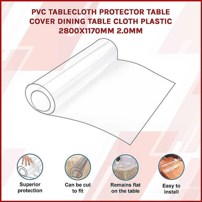 PVC Tablecloth Protector Table Cover Dining Table Cloth Plastic 2800x1170mm 2.0mm