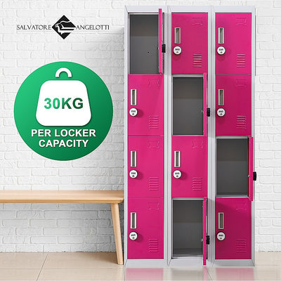 12-Door Locker for Office Gym Shed School Home Storage - 4-Digit Combination Lock