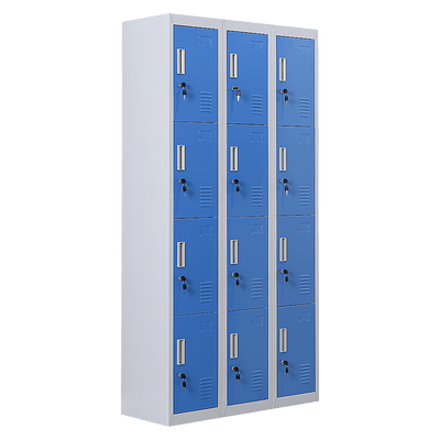 12-Door Locker for Office Gym Shed School Home Storage - Standard Lock with Keys