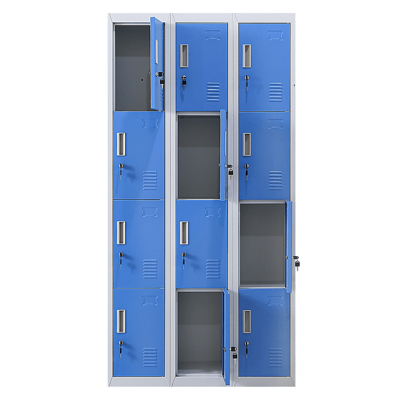 12-Door Locker for Office Gym Shed School Home Storage - Standard Lock with Keys