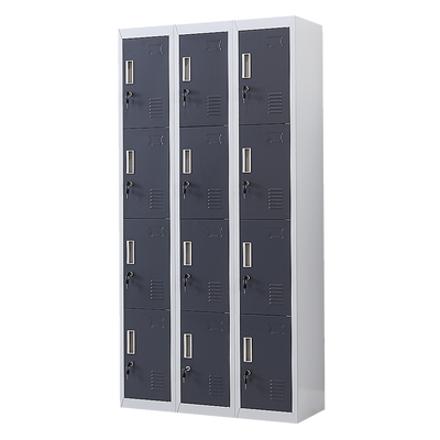 12-Door Locker for Office Gym Shed School Home Storage - Standard Lock with Keys