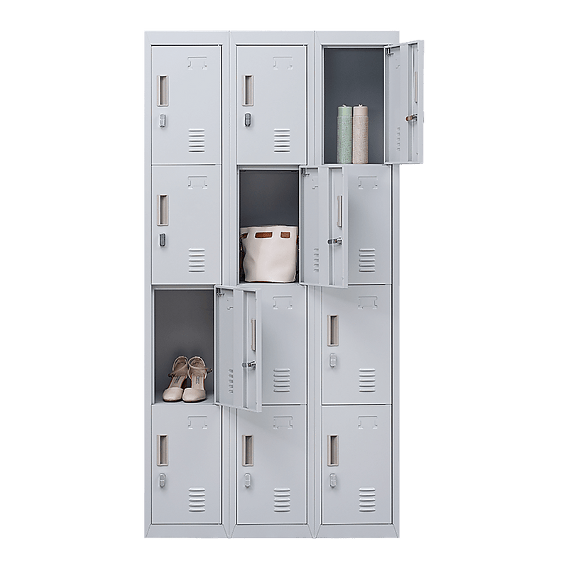 12-Door Locker for Office Gym Shed School Home Storage - Padlock-operated