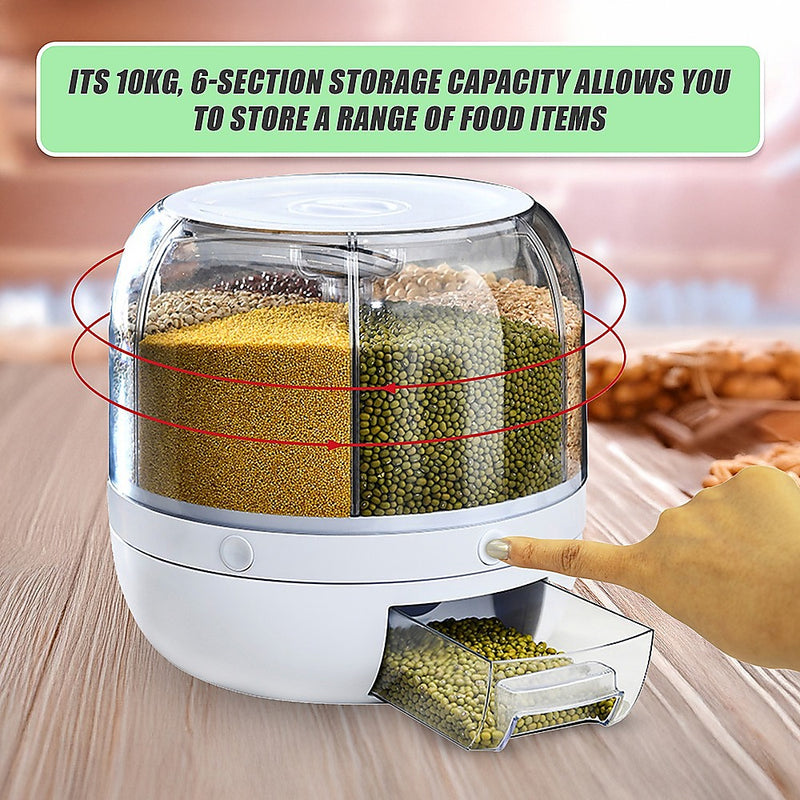 Rice Storage Cereal Dispenser Grain Container Rotating Dry Food Box