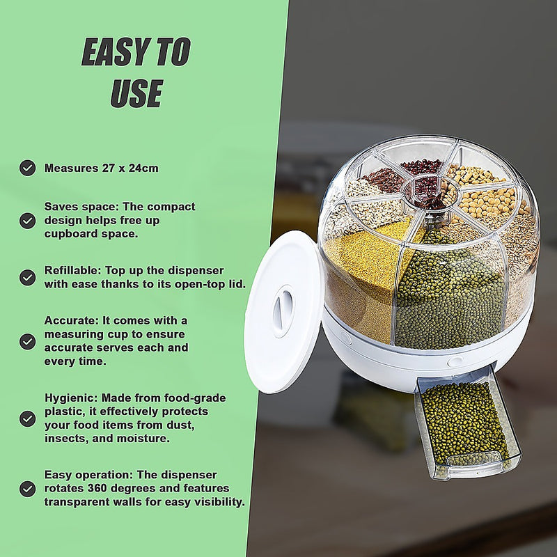 Rice Storage Cereal Dispenser Grain Container Rotating Dry Food Box
