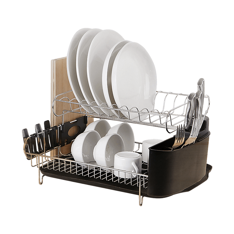 Dish Drying Rack Drainer Cup Plate Holder Cutlery Tray Kitchen Organiser