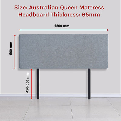 Linen Fabric Queen Bed Deluxe Headboard Bedhead - Berlin Blue