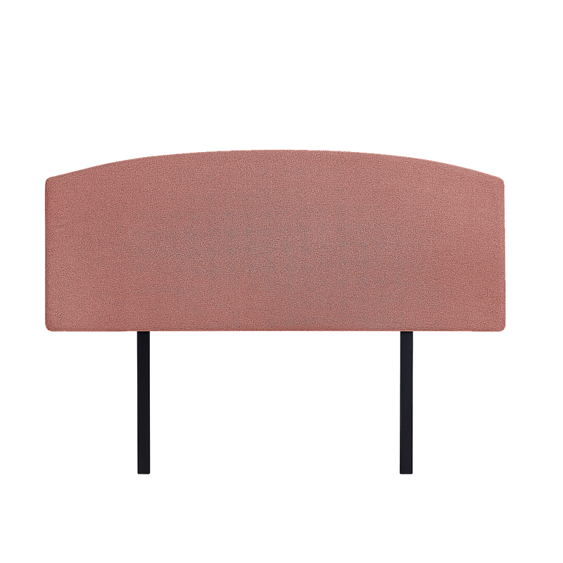Linen Fabric Queen Bed Curved Headboard Bedhead - Pearl Copper Brown