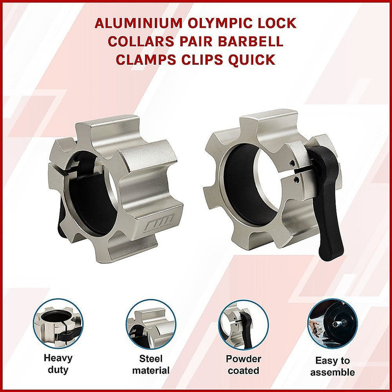 Aluminium Olympic Lock Collars Pair Barbell Clamps Clips Quick