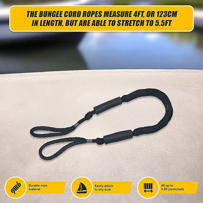 4 Pack Marine Bungee Dock Line Boat Mooring Rope Anchor Cord Stretch