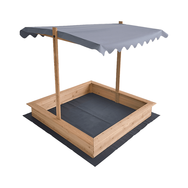 Kids Wooden Toy Sandpit with Adjustable Canopy