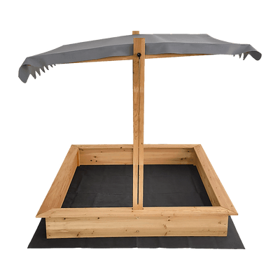 Kids Wooden Toy Sandpit with Adjustable Canopy