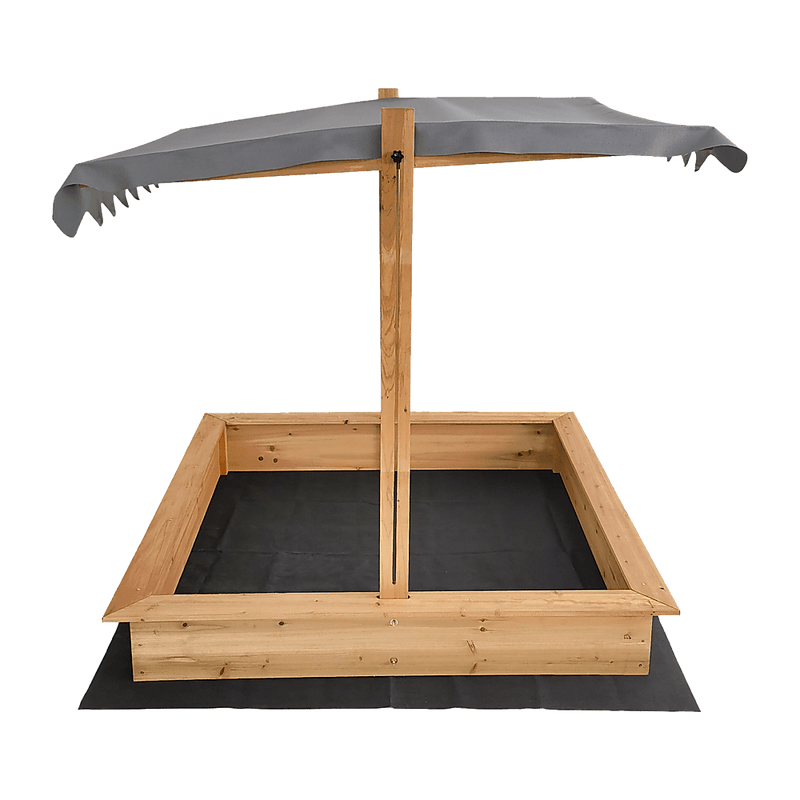 Kids Wooden Toy Sandpit with Adjustable Canopy
