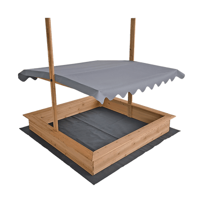 Kids Wooden Toy Sandpit with Adjustable Canopy