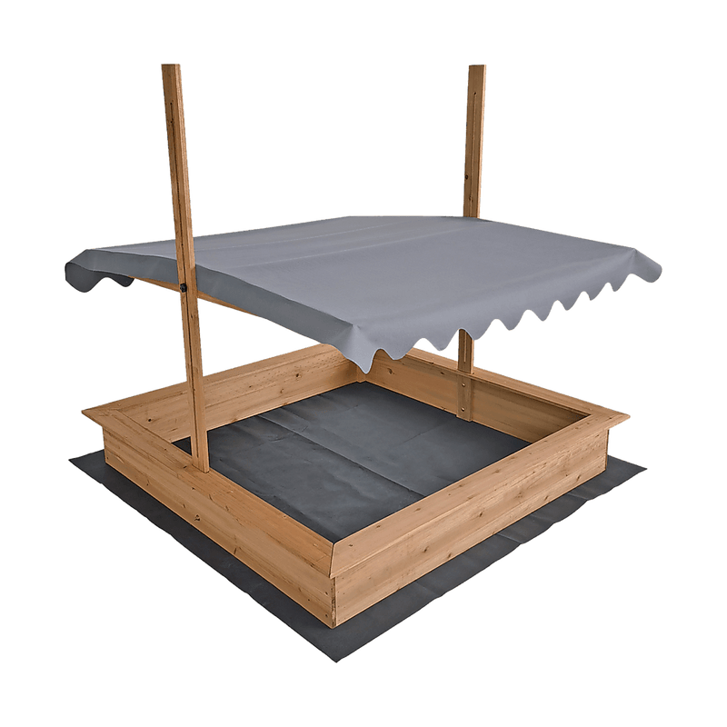 Kids Wooden Toy Sandpit with Adjustable Canopy
