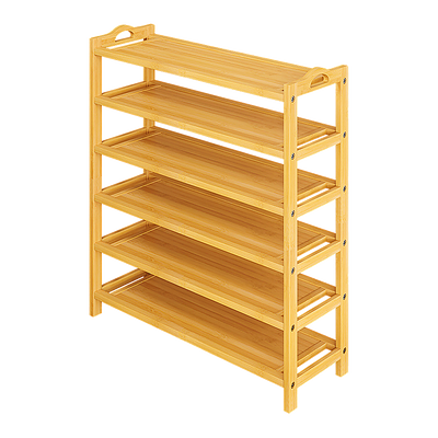6 Layers Natural Wood Bamboo Shelf Entryway Storage Shoe Rack Home Furniture