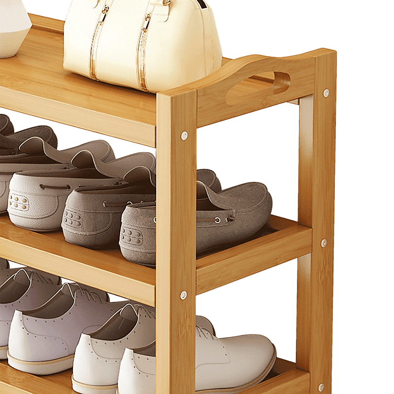 6 Layers Natural Wood Bamboo Shelf Entryway Storage Shoe Rack Home Furniture