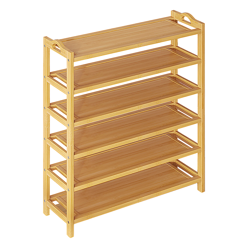 6 Layers Natural Wood Bamboo Shelf Entryway Storage Shoe Rack Home Furniture