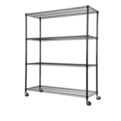 Modular Wire Storage Shelf 1500 x 450 x 1920mm Steel Shelving with Wheels