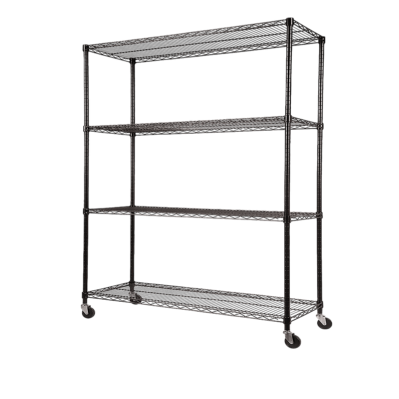 Modular Wire Storage Shelf 1500 x 450 x 1920mm Steel Shelving with Wheels