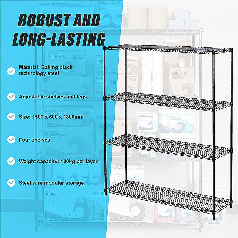Modular Wire Storage Shelf 1200 x 600 x 1800mm Steel Shelving