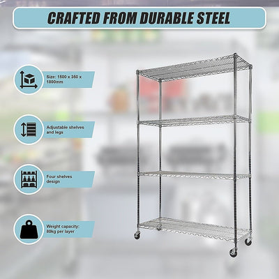 Modular Wire Storage Shelf 1500 x 350 x 1800mm Steel Shelving