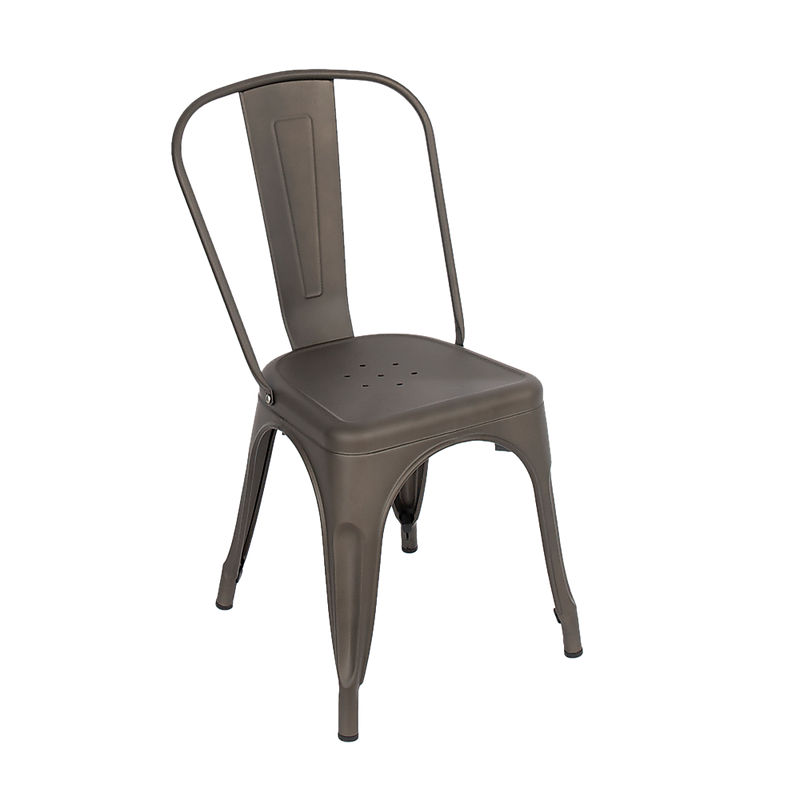 4x Kitchen Dining Chairs Stackable Vintage Metal Chair Backrest Side Chair