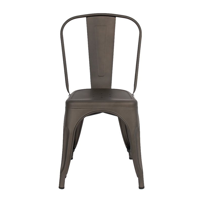 4x Kitchen Dining Chairs Stackable Vintage Metal Chair Backrest Side Chair