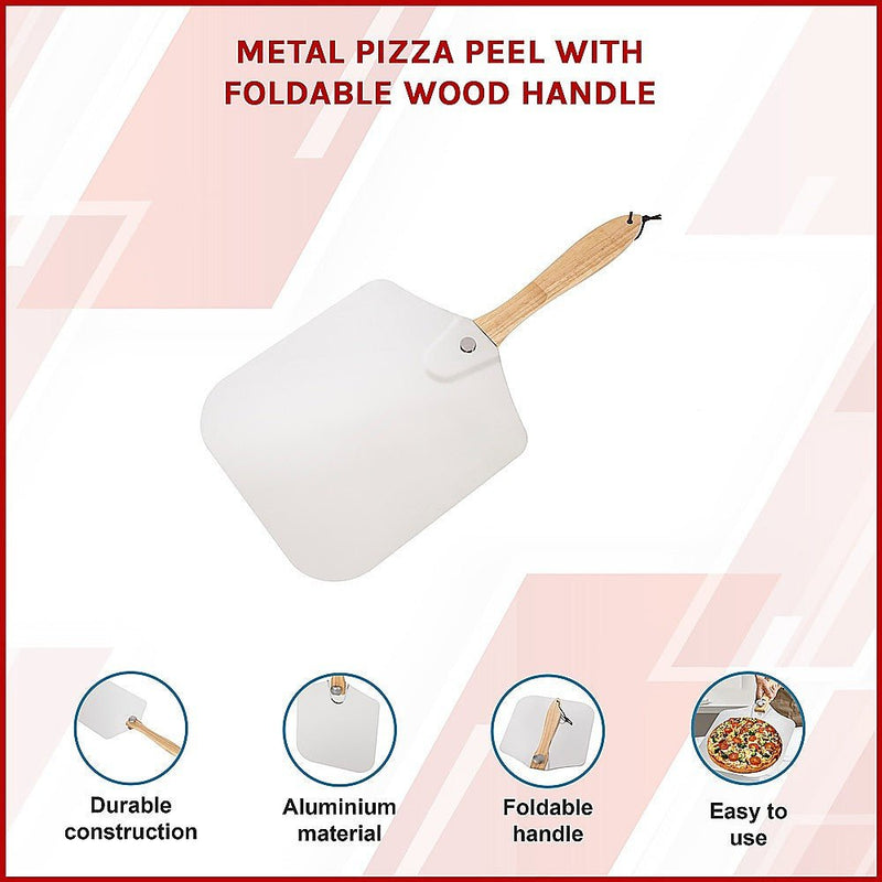 Metal Pizza Peel with Foldable Wood Handle