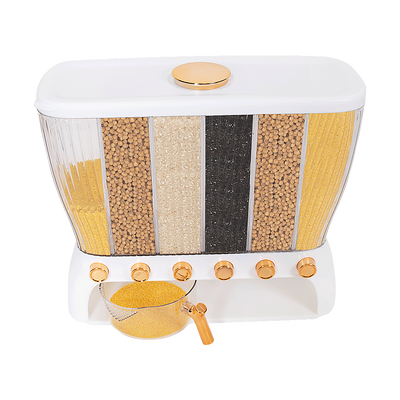 6 Grids Dispenser Storage Container Rice Cereal Beans Grain