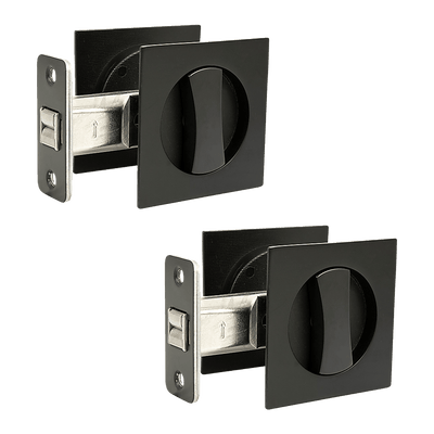 2x Contemporary Entry Square Pocket Door Hardware with Key