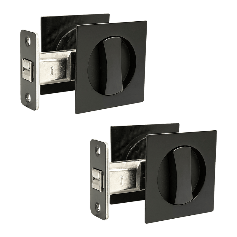 2x Contemporary Entry Square Pocket Door Hardware with Key