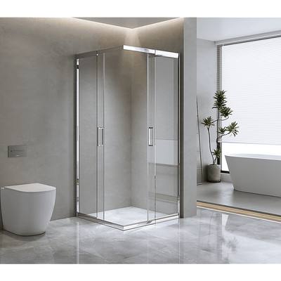 Adjustable 1100x1200mm Double Sliding Door Glass Shower Screen in Chrome