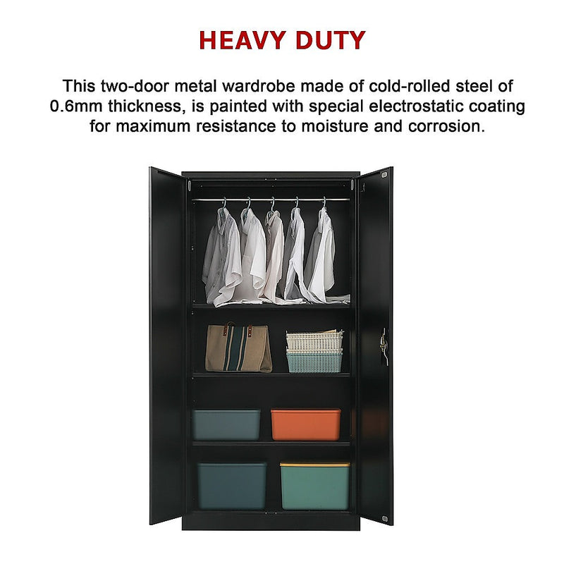 Two-Door Metal Cabinet Shelf Storage for Home Office Gym