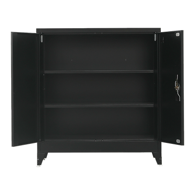 Two-Door Metal Short Cabinet Shelf Storage for Home Office Gym