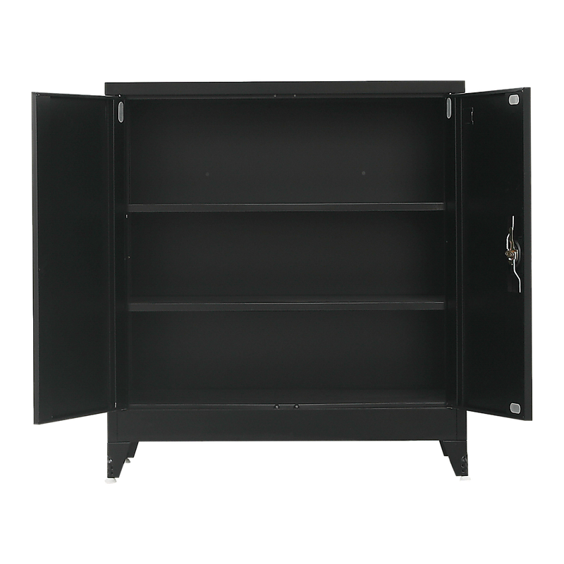 Two-Door Metal Short Cabinet Shelf Storage for Home Office Gym