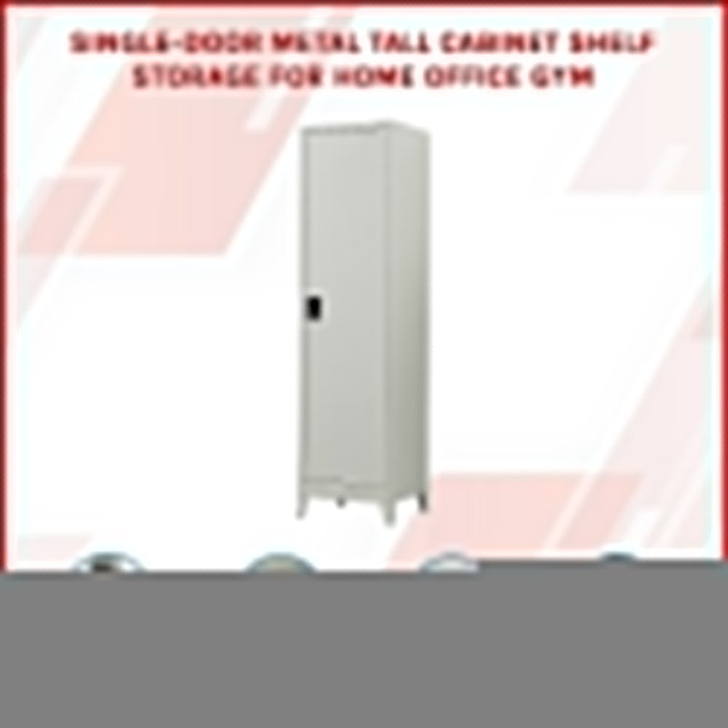 Single-Door Metal Tall Cabinet Shelf Storage for Home Office Gym