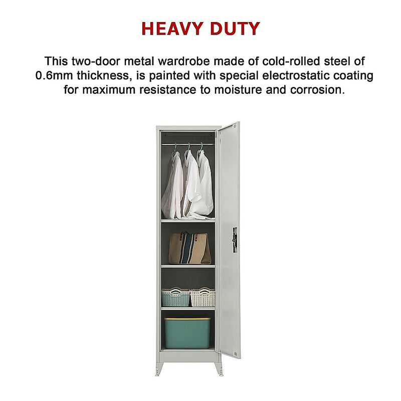 Single-Door Metal Tall Cabinet Shelf Storage for Home Office Gym