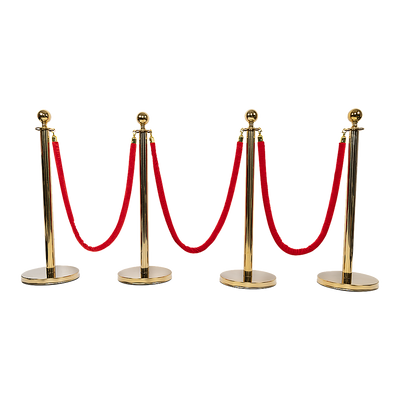 4 x Queue Barriers + 3 Ropes Exhibition Crowd Control Bollards