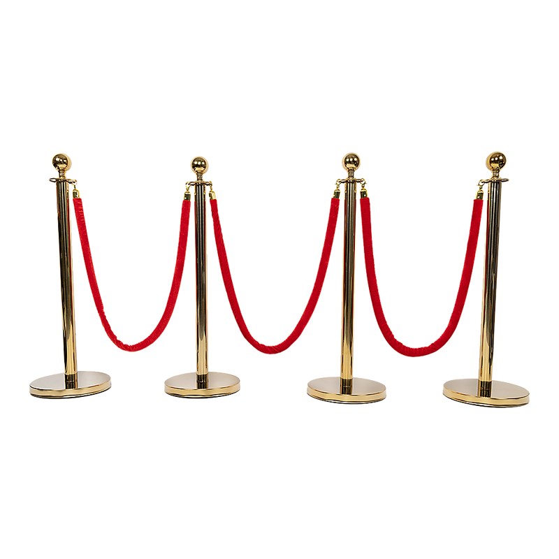 4 x Queue Barriers + 3 Ropes Exhibition Crowd Control Bollards