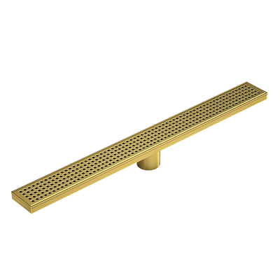 800mm Bathroom Shower Brushed Brass Grate Drain w/ Centre outlet Floor Waste