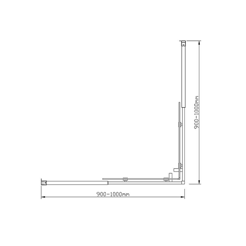Adjustable 1000x1000mm Double Sliding Door Glass Shower Screen in Gold