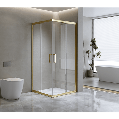 Adjustable 1200x1000mm Double Sliding Door Glass Shower Screen in Gold
