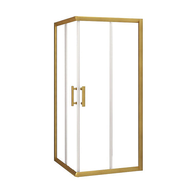Adjustable 900x900mm Double Sliding Door Glass Shower Screen in Gold