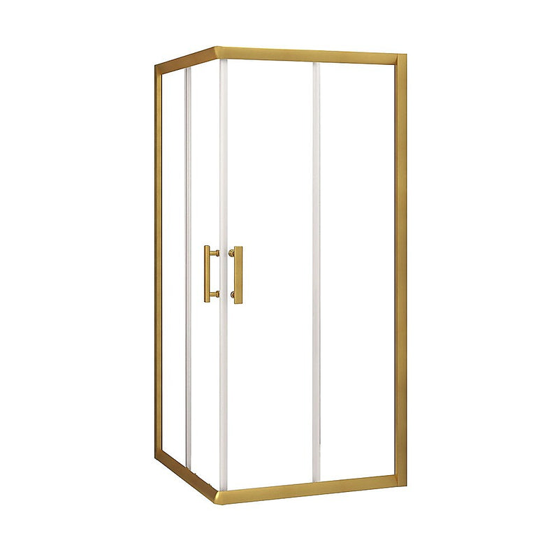 Adjustable 900x900mm Double Sliding Door Glass Shower Screen in Gold