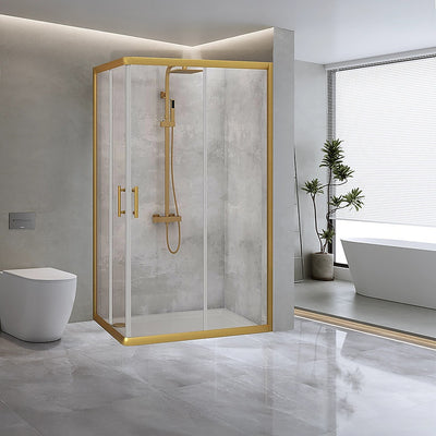 Adjustable 900x1200mm Double Sliding Door Glass Shower Screen in Gold