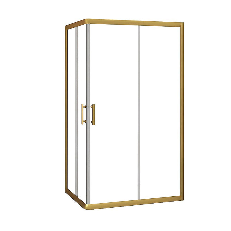 Adjustable 900x1200mm Double Sliding Door Glass Shower Screen in Gold